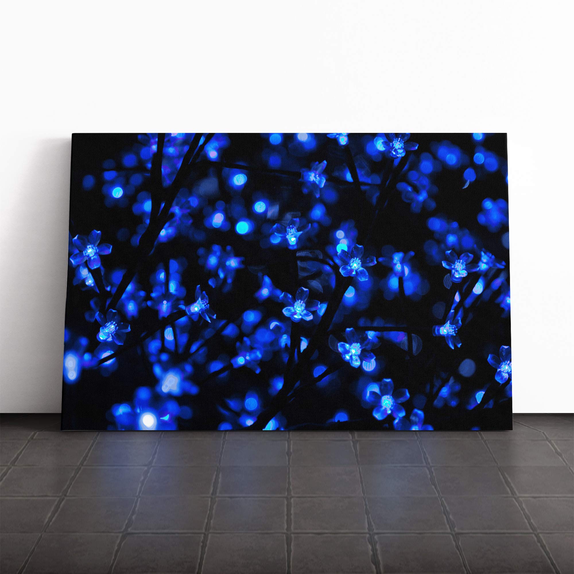 Wall Blue Abstract Art (28) Canvas Print | Gallery Wrapped 30mm Frame Wall Art | 20x14 inches | Ready to Hang | Abstract Picture | Living Room Bedroom Lounge Office