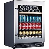 Kalamera Mini Fridge 24” Beverage and Wine Cooler Built-in or Freestanding - 120 Cans & 16 Bottles Capacity Wine Refrigerator