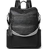 Shrrie 15.6 inch Laptop Backpack for Women,Large Leather Backpack Purse,Travel,Carry on,Water Resistant Casual Laptop Backpacks,College Backpack,Work Backpack for Women,Two-tone Black