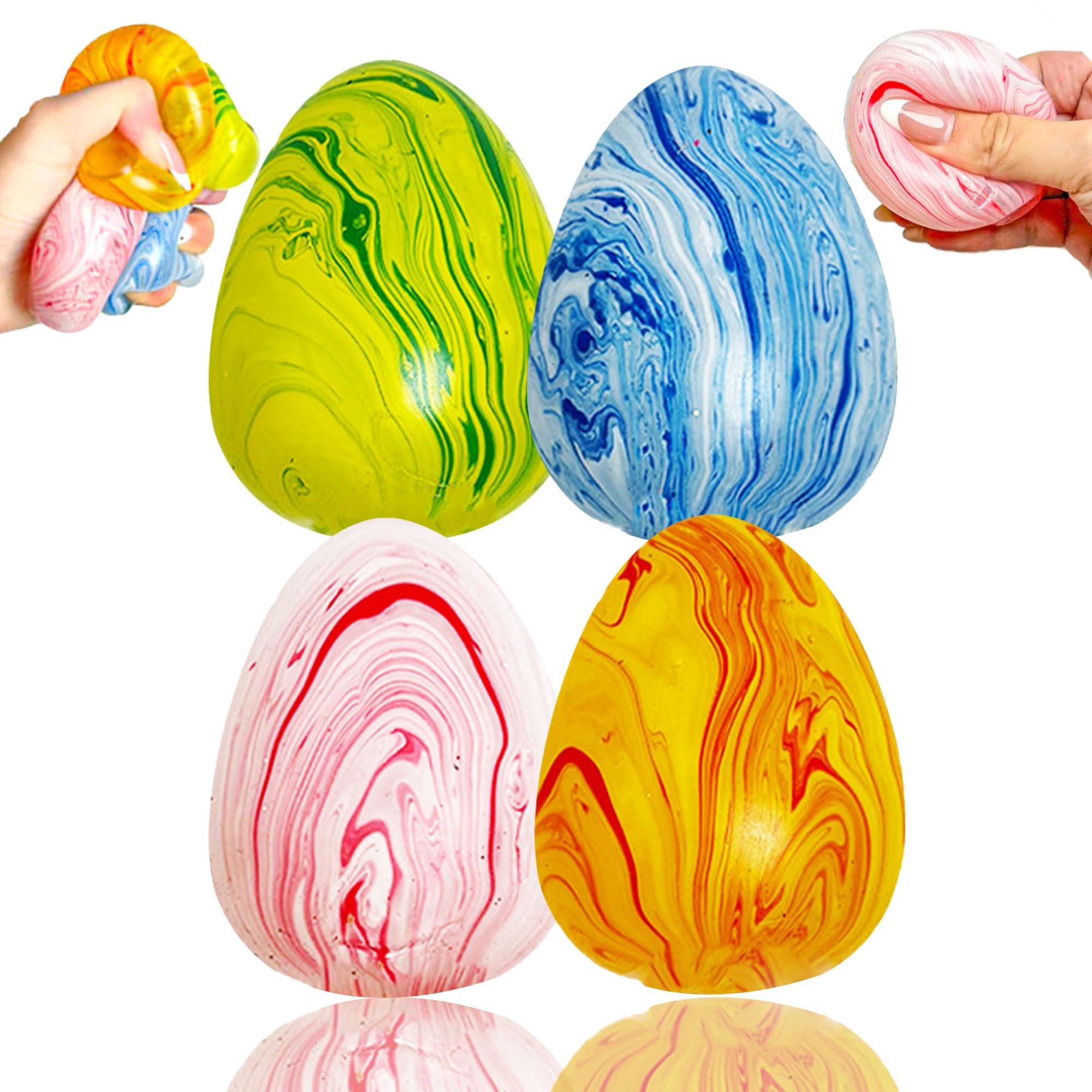 Stress Egg Squishy Toys, Easter Egg Squishy Fidget Toys, Slow Rising Colorful Marbled Stress Balls, Stress Relief Sensory Toys Anxiety Relief for ADD/ADHD Kids Adults (4 PCS)