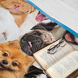 Ambesonne Dogs Throw Blanket, Funny Whimsical and