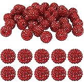Moicstiy 40Pcs 20mm Rhinestone Beads for Pens, Beaded Pens Beads for Jewelry Making (Red)