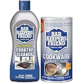 Bar Keepers Friend Cooktop Cleaner (13 oz) Multipurpose Liquid Stovetop Cleanser + Cookware Cleanser &amp; Polish (12 oz) Stainless Steel Cleaner &amp; Degreaser for Pots, Pans, Bakeware &amp; Grills