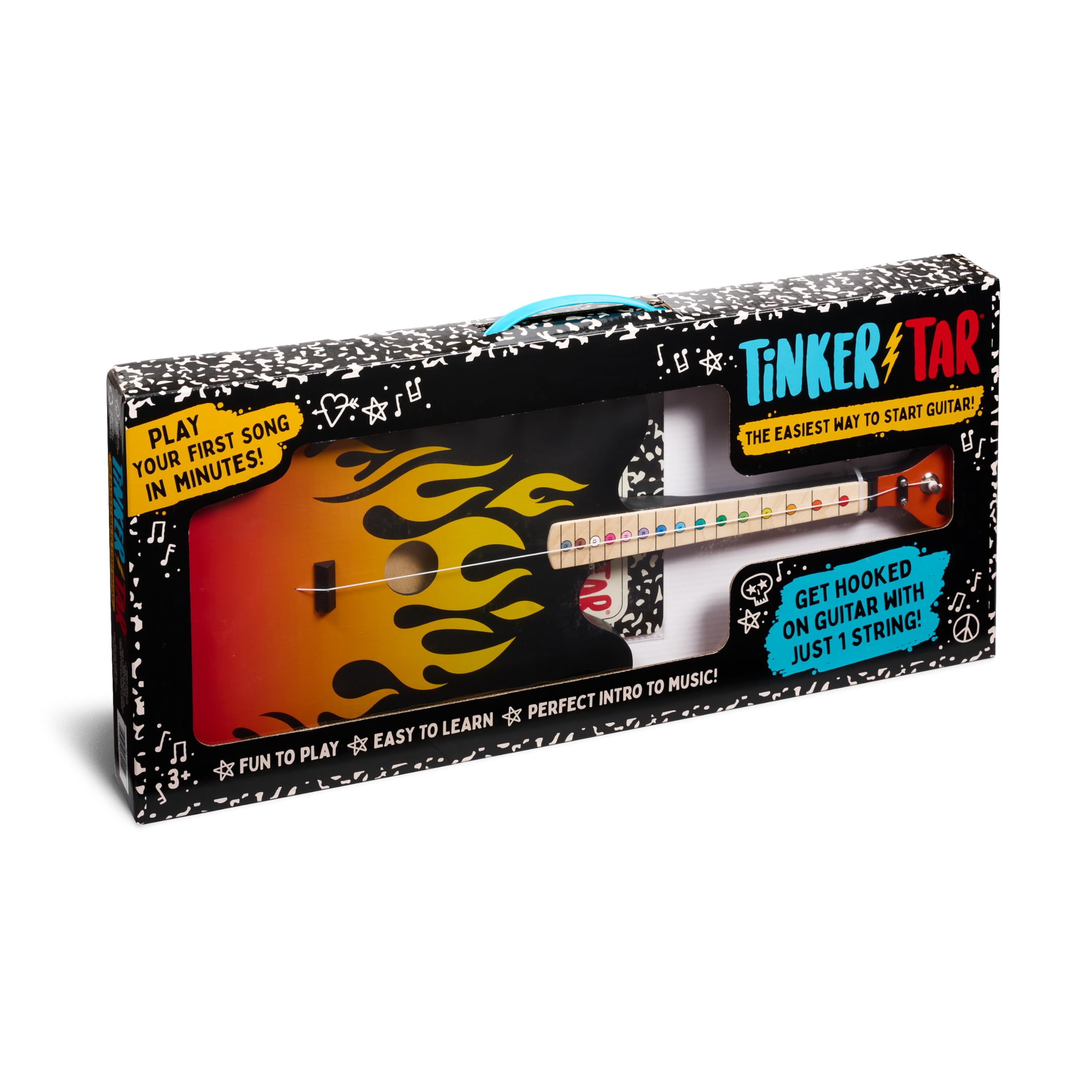 TinkerTar - Flame Electric Guitar - The Easiest Way to Start and Learn Guitar - 1 Stringed Toy Instrument for Kids Perfect Intro to Music for Young Kids Ages 3 and up - from Buffalo Games