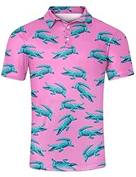 uideazone Funny Golf Shirts for Mens Hawaiian Pink