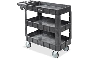 Dryser Utility Cart with Wheels, 40" x 17" Heavy Duty 550 lb. Capacity with Shelves - 3 Tier Rolling Cart with Four 5" Swivel Casters for Warehouse, Garage, Cleaning