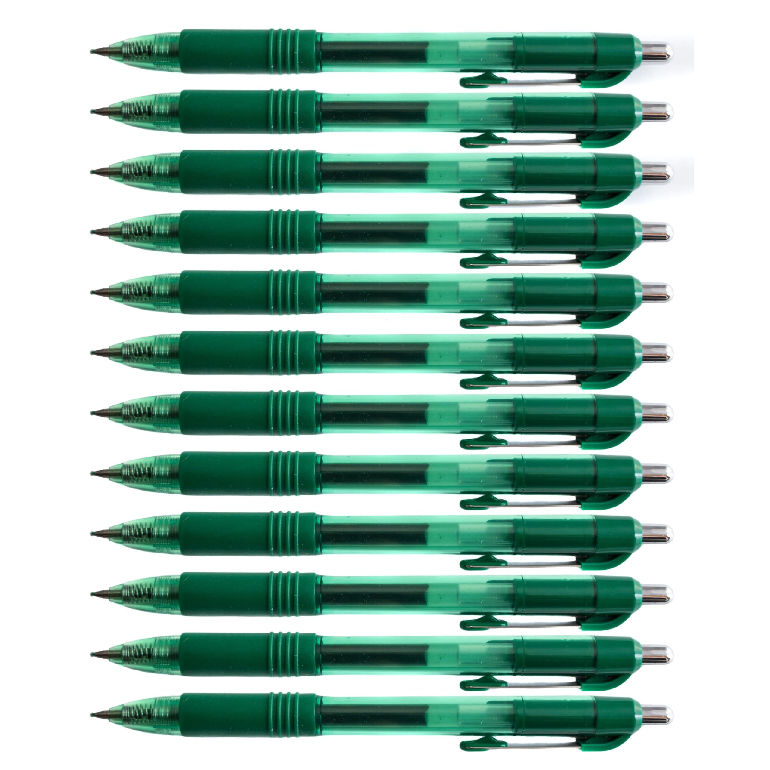 D.RECT Gel Pen 12 Pieces - Automatic Rollerball Pens - Biros with Replaceable Refill, Green