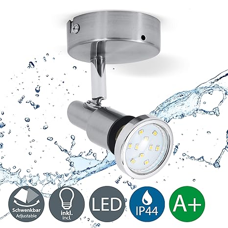 LED Wandleuchte schwenkbar I inkl. 1x 5W 400lm GU10 Leuchtmittel I IP44 I Bad-Deckenlampe Badezimmerlampe