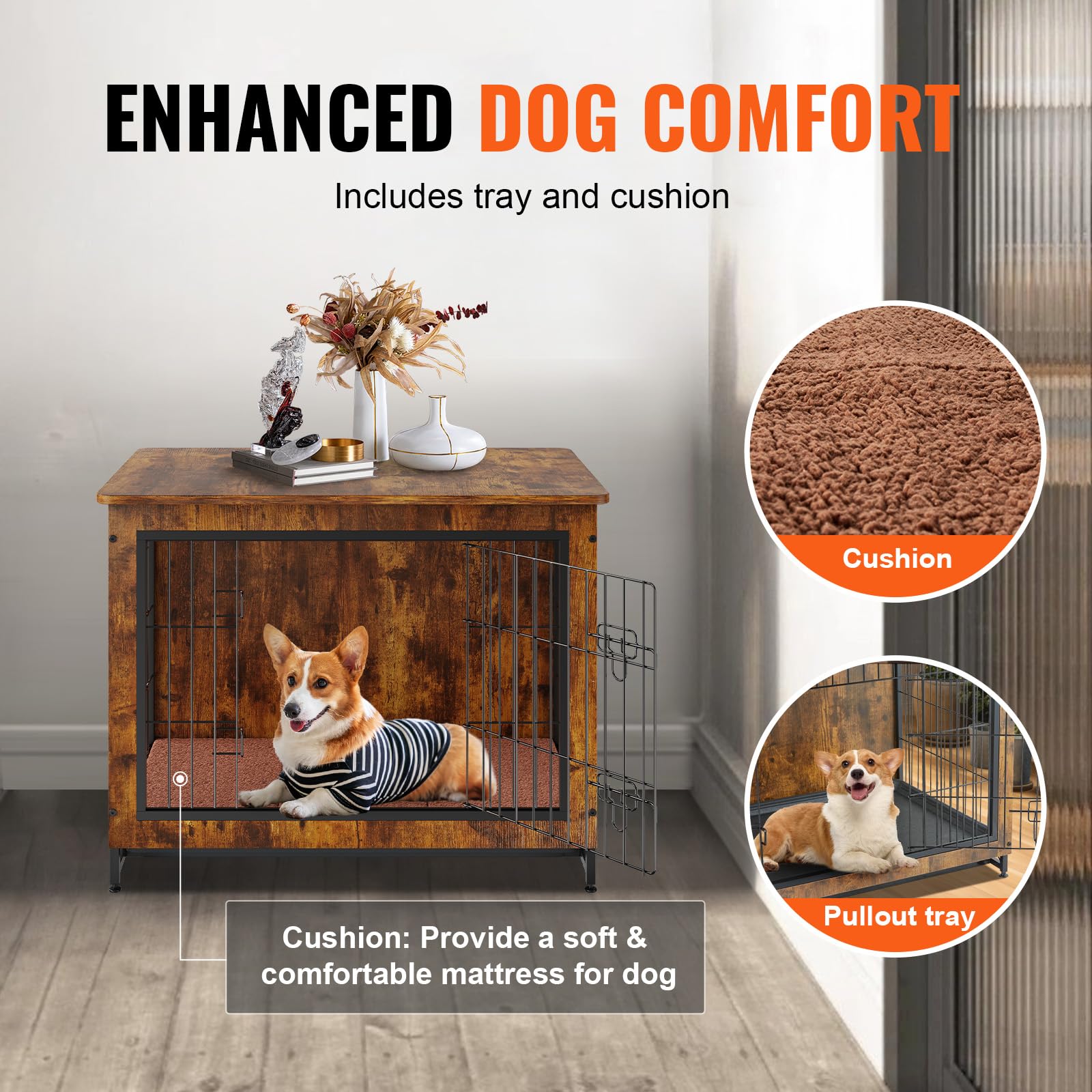 Curated visual reference: Visual Reference: Mua Vevor Dog Crate Furniture 32 Inch Wooden Dog Crate