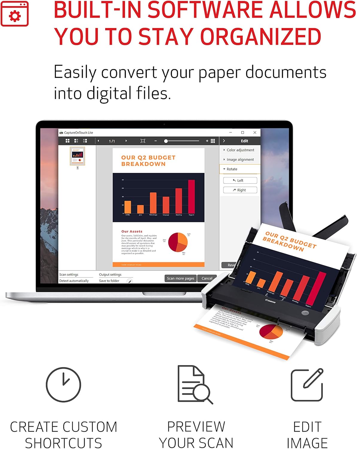 Canon imageFORMULA R10 Portable Document Scanner For PC and Mac, Easy Setup For Home or Office Use, Includes Scanning Software, (4861C001): Electronics