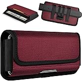 ykooe Rugged Nylon Holster Compatible with iPhone 17 16 15 14 13 12 & Pro Models, Galaxy S25, S24, S23, S22,S21 Cell Phone Belt Holder for Men, Red - L