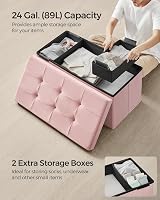 SONGMICS Storage Ottoman Foldable Foot Rest 89 L 300 kg Jelly Pink LSF247R51 view 4