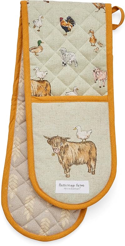 Cooksmart Double Oven Gloves Heat Resistant British Designed Buttercup Farm