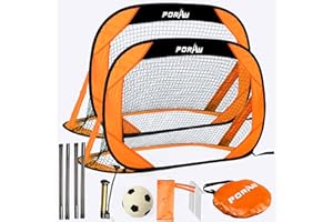 Porayhut Pop up Soccer Goal and Ball Sets, Portable Soccer Net for Training,Set of 2, Easy Assembly with Compact Carrying Bag,Gift for Kids with Pump and 8 Stakes