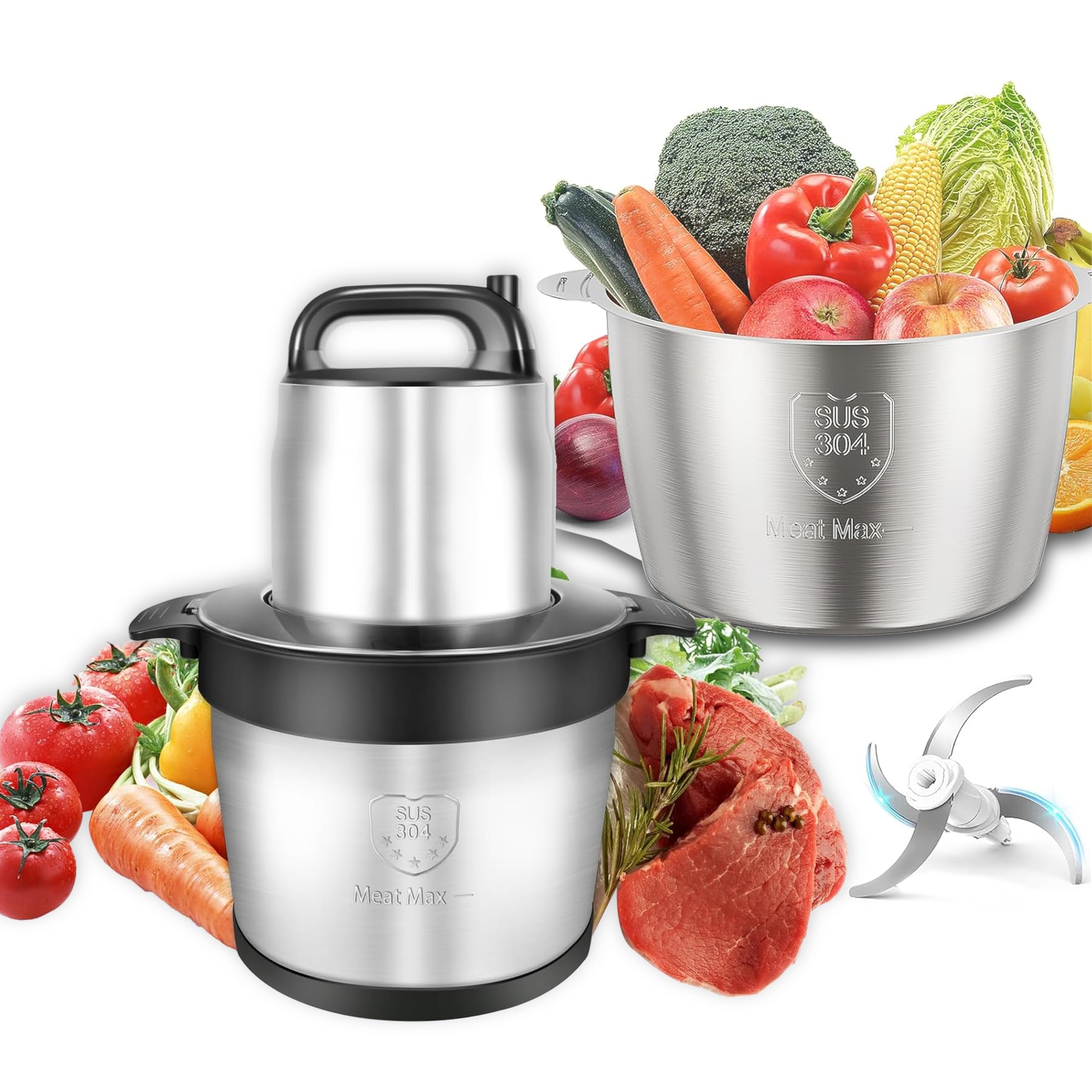 Photo 1 of Electric Food Chopper Large Capacity - Kitchen Food Blender with Powerful 1200W Copper Motor Meat Grinder,Vegetable Chopper,4 Bi-Level Bladesand Spatula 8L/32 Cup Food Processors