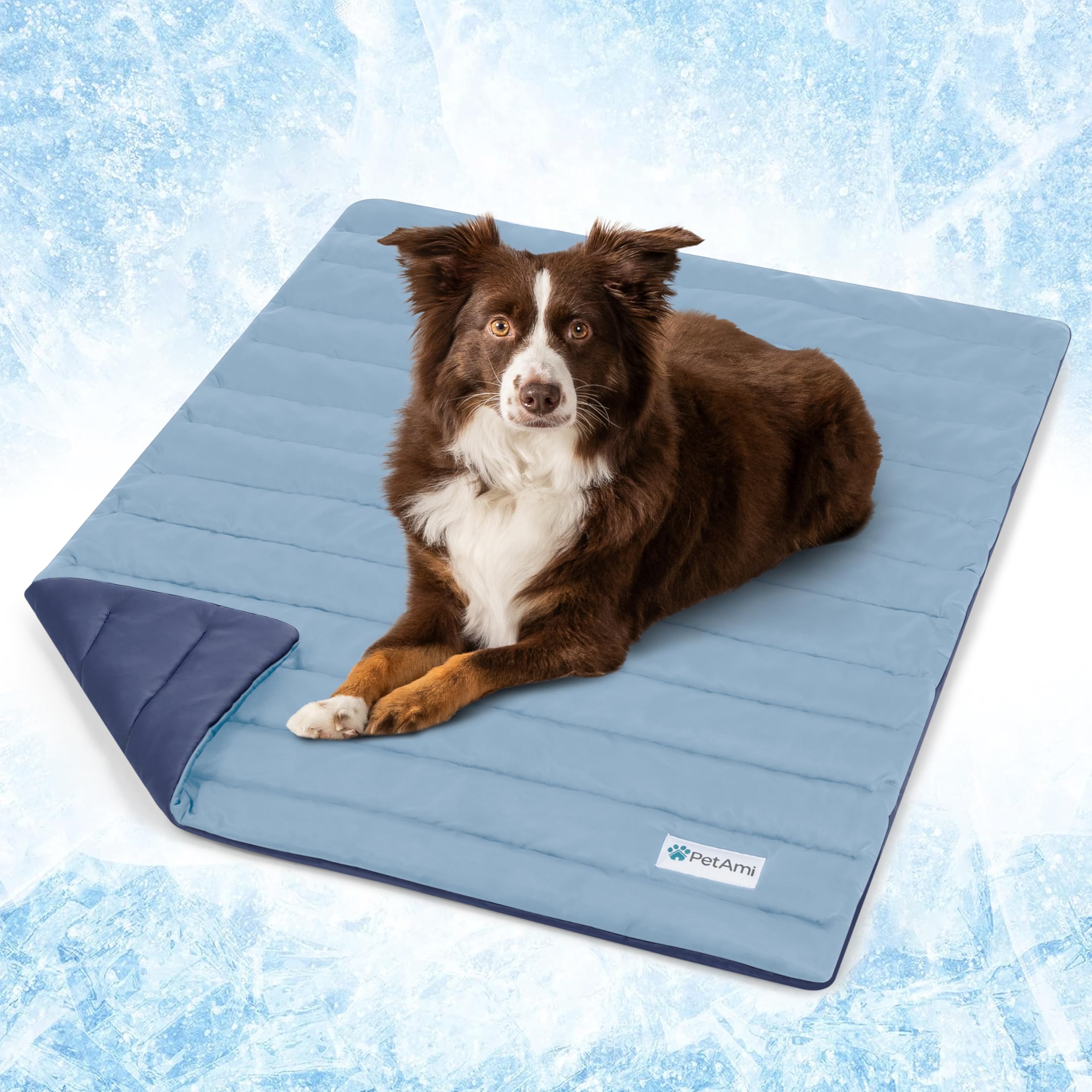 Photo 1 of PetAmi Cooling Mat for Dog, Premium Pet Cooling Blanket for Crate Kennel, Indoor Cat Cool Sleeping Pad, Q-MAX Cold Sofa Couch Cover for Summer, Gray/Light Grey, Medium (29x40)
