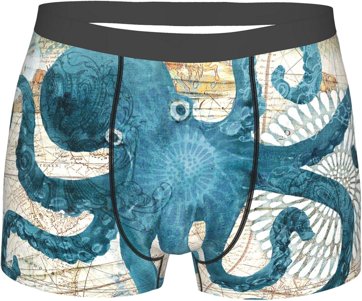 Mens Boxer Briefs Vintage Watercolor Octopus Underwear Breathable Boxer