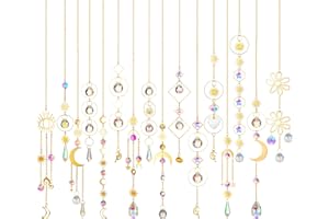 Ysleen 16 Pcs Crystals Suncatcher Colorful Hanging Sun Catcher for Window with Chain Pendant Ornament Prism for Garden Wedding Party Indoor Outdoor Decoration Gift(Rainbow)