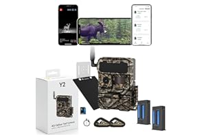 YELLOWSTONE AI Y2 from Yellowstone.ai - 4G LTE Cellular Trail Camera with Phone App - Bundle with Solar Panel and Two Battery Packs - Night Vision Motion Activated Waterproof - Hunting Accessories