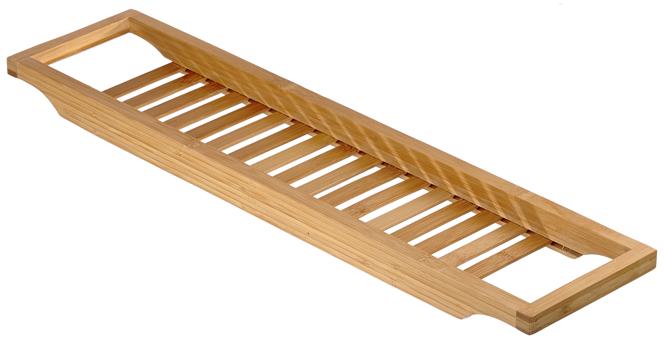 Relaxdays Bamboo Bathtub Caddy, Wooden Bathroom Rack, 4 x 64 x 15 cm
