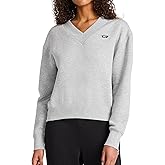 Reebok womens Collegiate V-neck Sweatshirt, Standard Fit, Midweight Cotton-poly Fabric