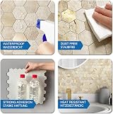 M MOFIT Hexagon 3D Marble Metal Peel Stick Wall Tile Splashback Beige 5 Sheets view 6