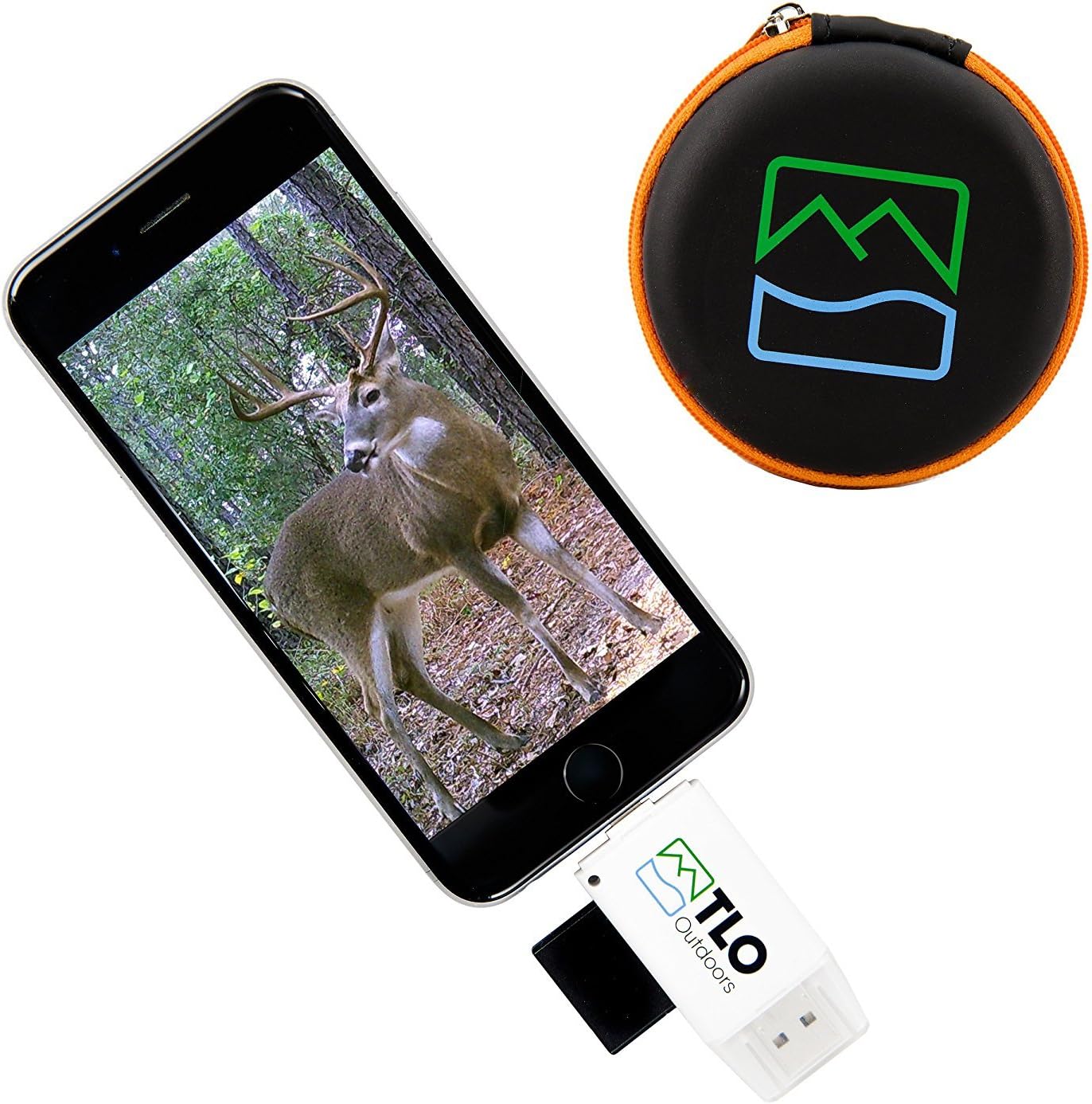 TrophyTracker Trail Camera Card Reader - SD Card Viewer for iPhone, Android, Tablet with Bonus Carrying Case - View, Edit, Share Trail Cam Hunting Game Pictures (Updated 2020 Version 3)