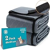 Washable Pee Pads for Dogs 48" x 48", 2 Pack, Reusable Puppy Pads, Dog Training Pads with Quick Dry, Large Anti-Slip Whelping Pad for Pet, Playpen, Incontinence, Housebreaking