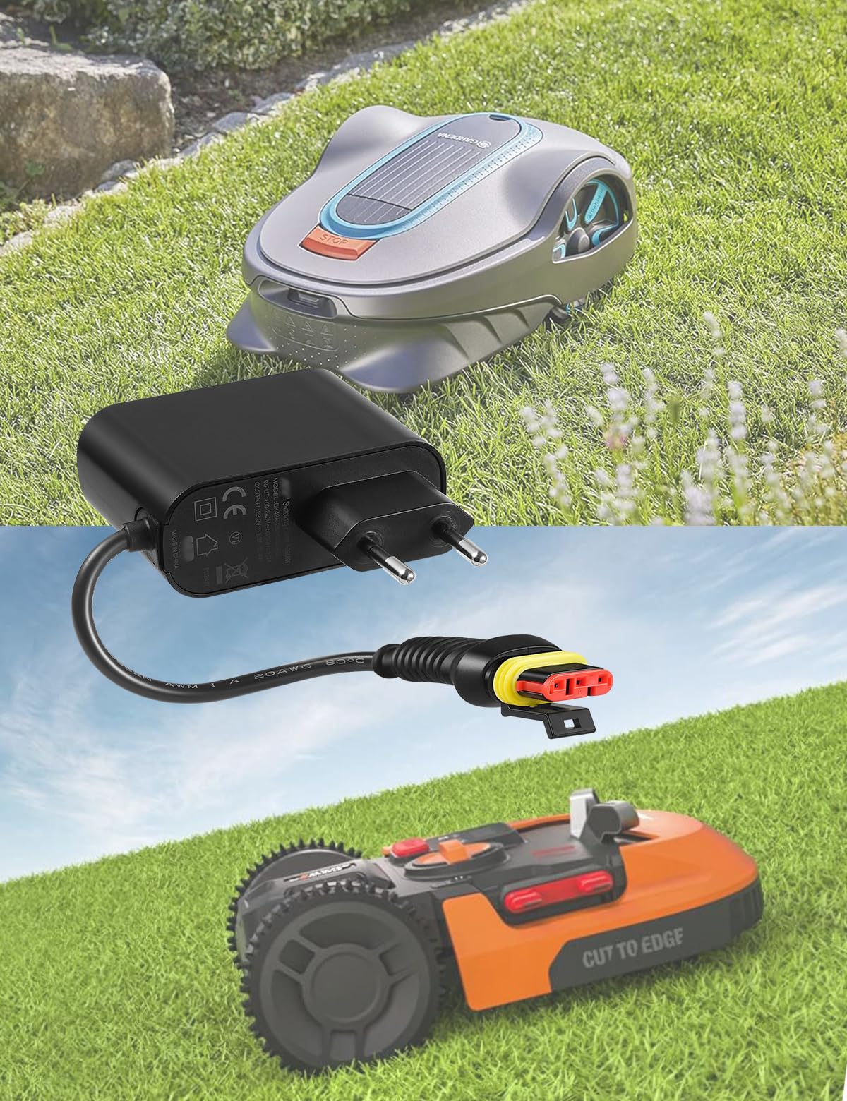 28 V 1,3A Adapter Rasenmäher Netzteil, Kompatibel mit Gardena R50Li, R80Li, R40li, R45Li, R70Li, Sileno City, Sileno Life, Sileno Minimo Rasenmäher, Husqvarna Automower 105, 310, 315, 315X Mähroboter 6