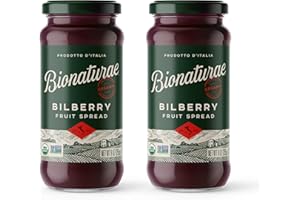 Bionaturae Organic Bilberry Fruit Spread - Jelly Organic, Non-GMO, USDA Certified, No Sugar Added, No Preservatives, Organic Fruit Jam, Jam Organic, Made in Italy - 9 Oz, 2 Pack