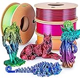 3Dgenius 3D Printer Filament Bundle Silk PLA Filament 1.75mm Pack Silk Rainbow PLA Filament Shiny Fast Color Changing Gradient Filament Fit Most FDM Printers, 250g X 4 Gradient Multiple Spools