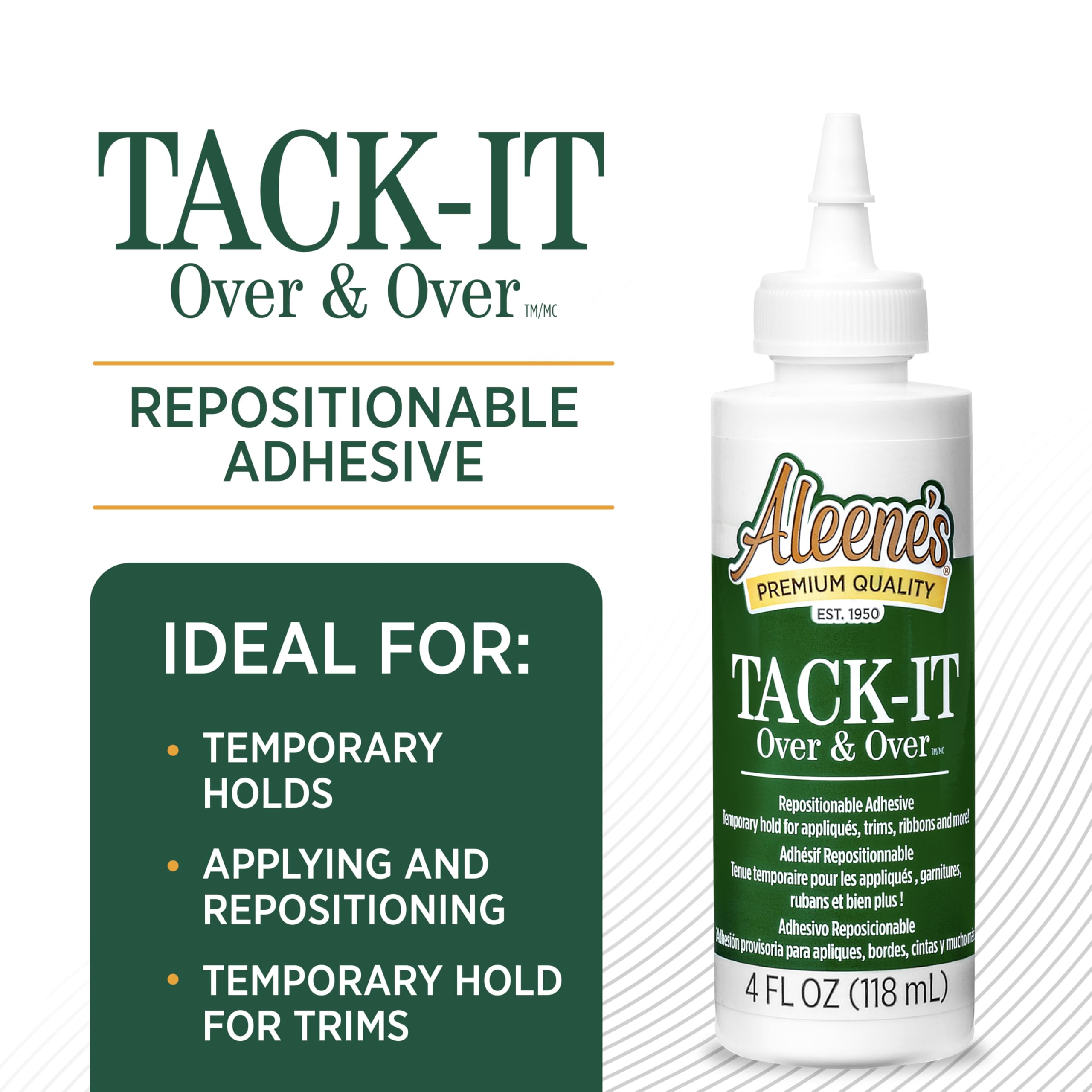 Aleene's Tack-It Over & Over Liquid Glue 4 fl oz, Repositionable and Removable Adhesive, Clear