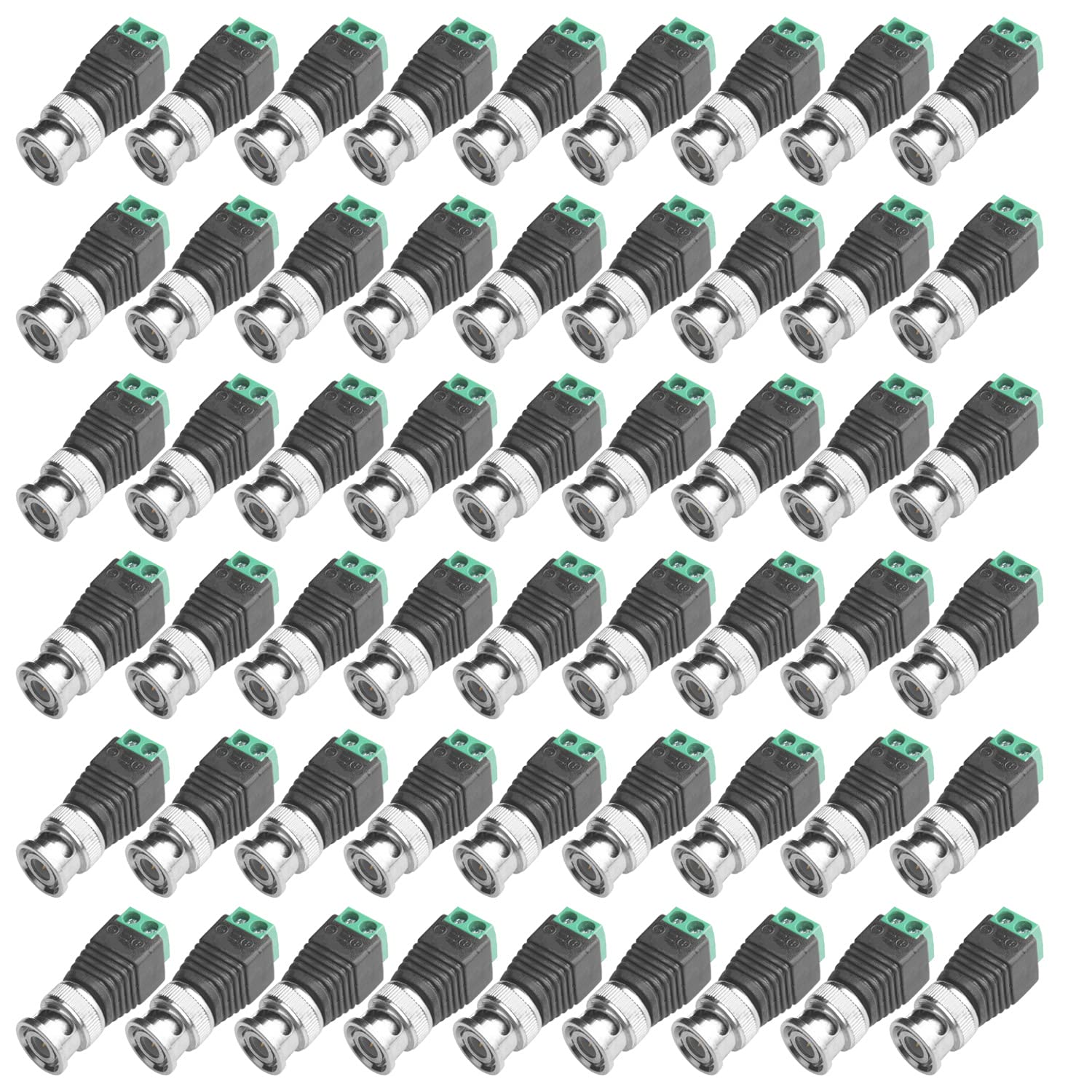 Fanbalunke BNC Male Balun Connector 90 Pcs Coaxial Cat5 Cat6 to BNC Male Connector and BNC to 2 Screw Camera Terminal Male Adpater For CCTV Surveillance Camera,DVR, TV, Video
