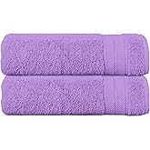 Elegant Comfort Three Line Popcorn Towel Set for Bathroom 27 x 54 inches, Premium Hotel Quality 2-Pack Bath Towels, 100% Turkish Cotton, Soft and Durable, Quick Dry and Highly Absorbent, Lavender