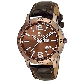 Analouge Brown Dial Day and Date Watch Water Resistant Brown Color Strap Watches for Mens/Boys (AX-GR154...