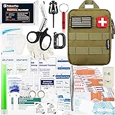 FalconTac 200 Pieces First Aid Kit IFAK Survival Kit Molle System Compatible Pouch, Emergency Kit Gift for Men, Dad, Husband, for Outdoor, Camping, Hunting, Hiking, Home, Earthquake, Disasters Tan