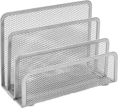 Osco Wire Mesh Letter Holder 3-Slot Desk Organiser Silver