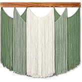 Dremisland Macrame Wall Hanging Large Boho Tapestry Macrame Wall Art Decor | Dip-Dyed Yarn Tapestry Handmade Sage Green Woven Tapestry Wall Art for Bedroom Living Room Nursery Apartment 31.5"x29.5"