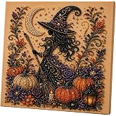 Halloween Ghost Pearl Art DIY Kit (Witch) | Pearl Diamond Painting Art Kit with Frame, Halloween Home Decor Wall Paintings, DIY Gifts Suitable for Adults and Beginners