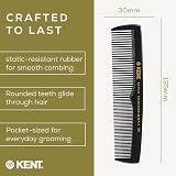 KENT 128mm Men's Pocket Comb SPC85 Hard Rubber Detangling Styling Dual Tooth view 6