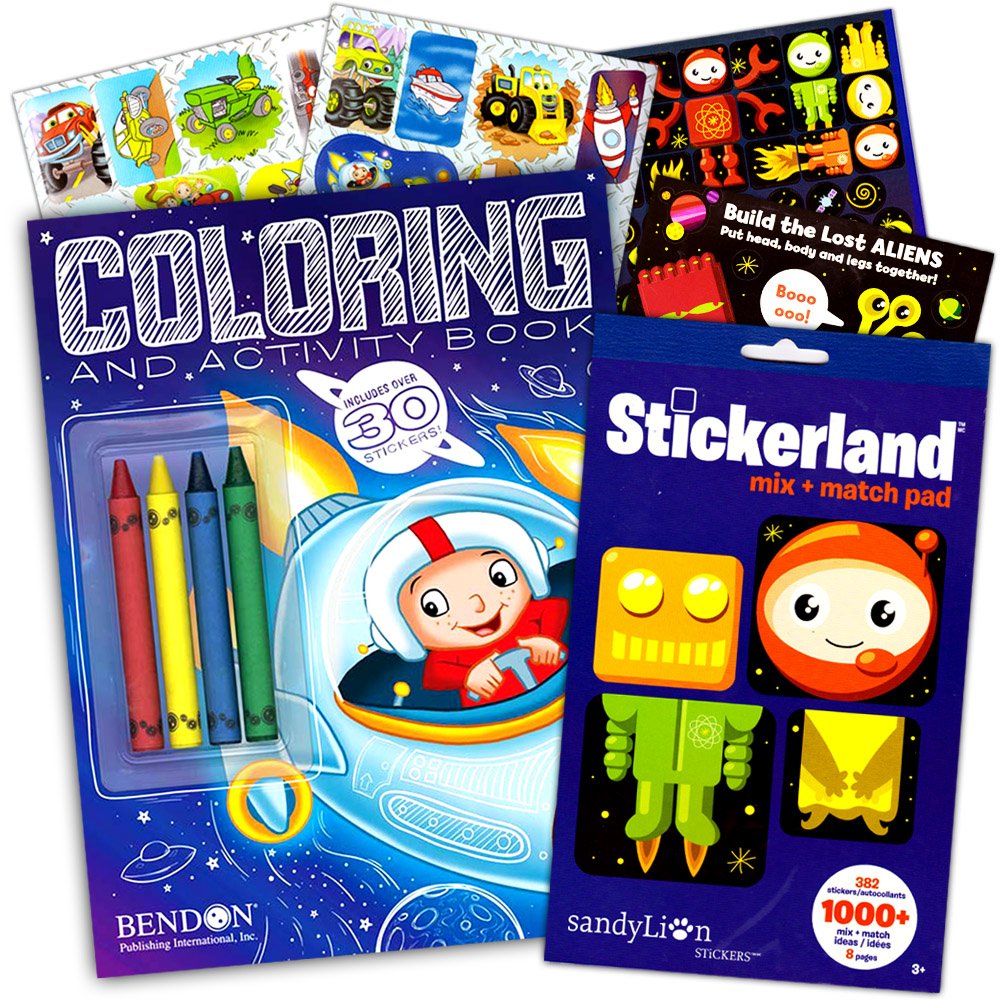 Download Outer Space Coloring Book Super Set Kids Coloring and Activity Book with Space Stickers and ...