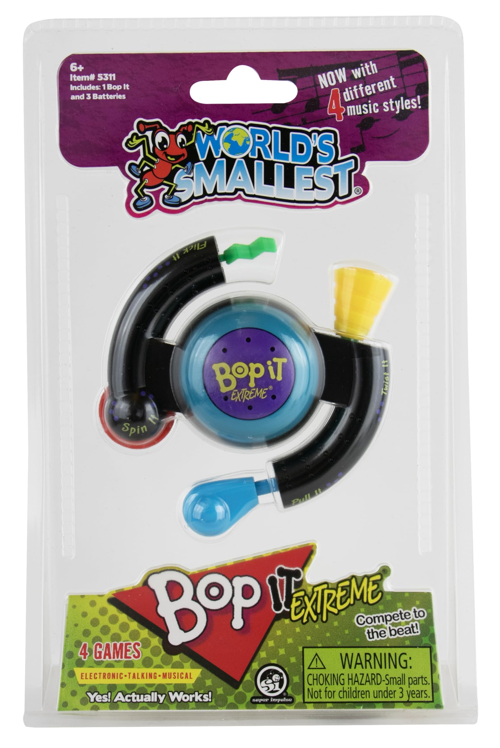 World's Smallest Bop It Extreme – Play The Classic Bop It Challenge in a Miniature, Collectible Size, Travel Electronic Game, Great for Kids and Adults, Family Game, Party Game