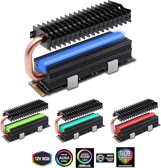 EZDIYFAB M.2 Heatsink with Heatpipe,12V RGB SATA NVMe NGFF M.2