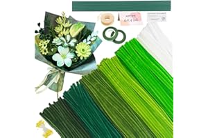 AHAMETON 620 Pieces Green Pipe Cleaners Craft Set, 600 Pcs Chenille Stems with 20 Pcs Flower Stems, Craft Supplies Bulk for DIY Art and Craft Projects Creative Gift Wrapping Party Decorations(Green Series)