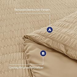 HYMOKEGE Khaki Queen Comforter Set Seersucker 7