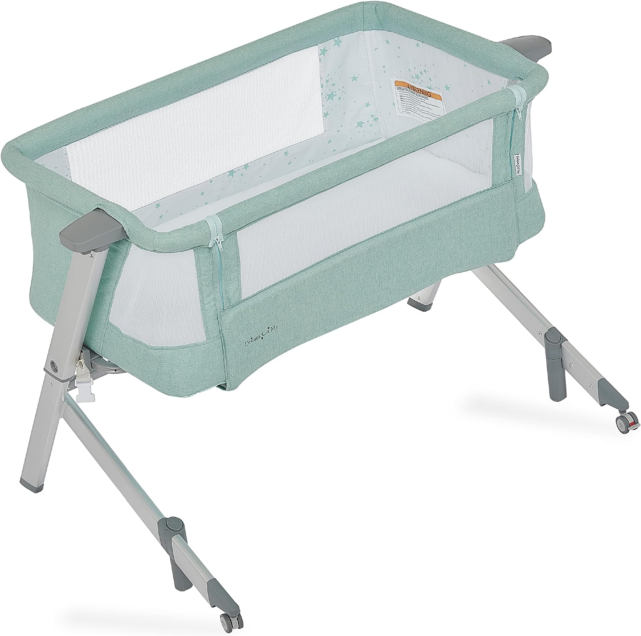 Dream On Me Skylar and Bedside Sleeper in Mint, Lightweight