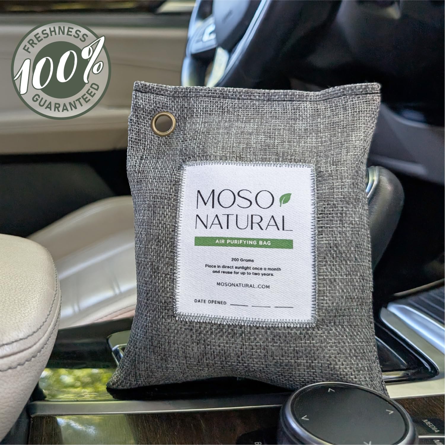 Moso Natural Air Purifying Bag 200g (4 Pack) | Premium Bamboo Charcoal Odor Absorber for Home & Car | Closet Odor Eliminator, Small Room Deodorizer & Car Air Freshener | Long Lasting Charcoal Bags