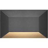 Hinkley Nuvi 12V Medium Horizontal Rectangular Landscape Deck Sconce, Black | Low Voltage, Vinyl Alloy, Integrated LED, Flush Mount Surface Light, Wiring Kit, ADA Compliant, Coastal Outdoor Step Light