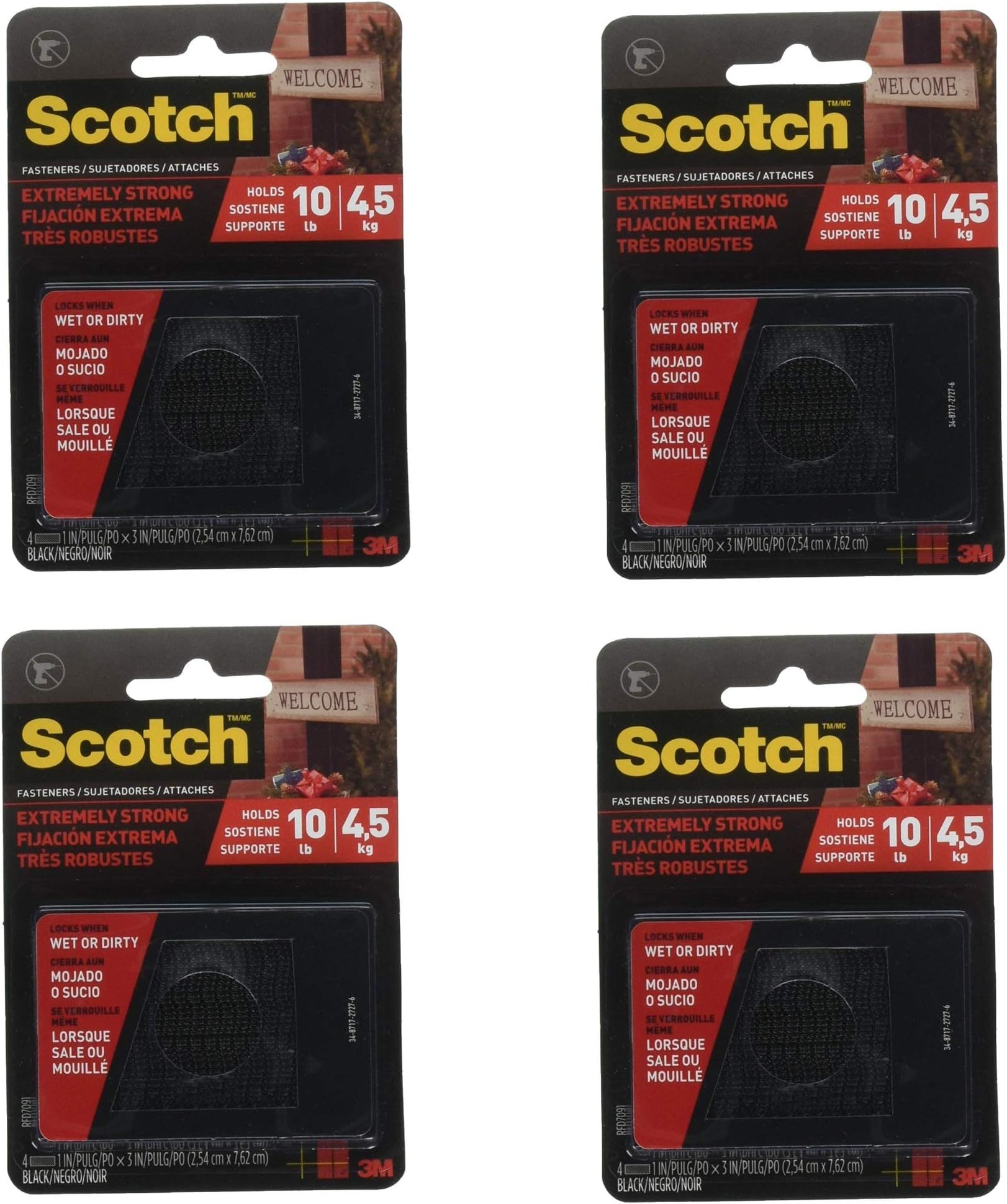 SCOTCH Fasteners Extremely Strong Holds 10lb, 4.5Kg, 4 Pack