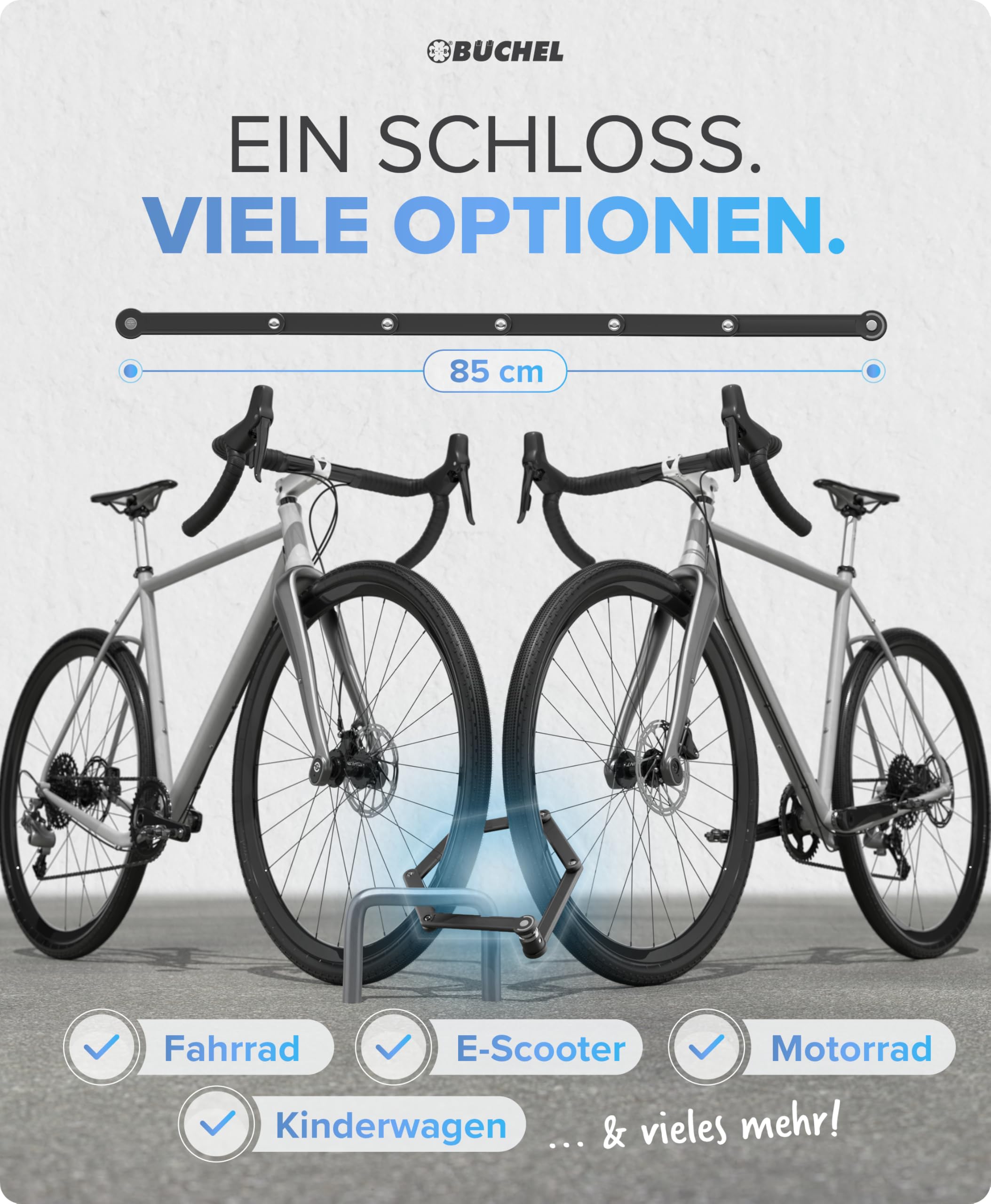BÜCHEL Sekura Faltschloss Fahrrad | Sicherer Diebstahlschutz | Gehärteter Stahl | 85 cm Länge | Inkl. Halterung | Fahrradschloss für Bike, E-Bike & Motorrad 4